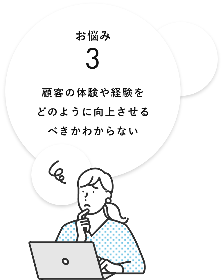 お悩み３ 顧客の体験や経験をどのように向上させるべきかわからない